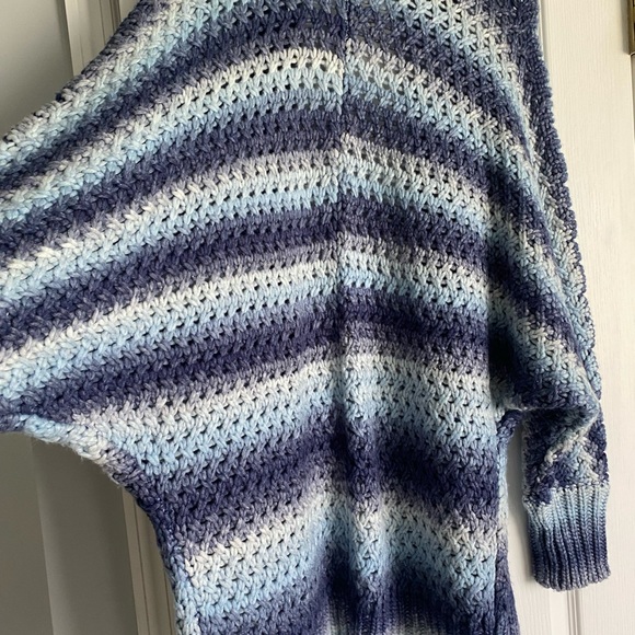 Cardigan Sweaters Blue White Navy Seas Combo Cardigan - S Knit Boho Oversized - Picture 5 of 7